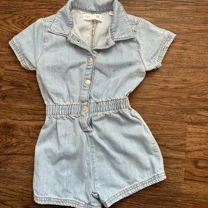 Zara light blue denim romper